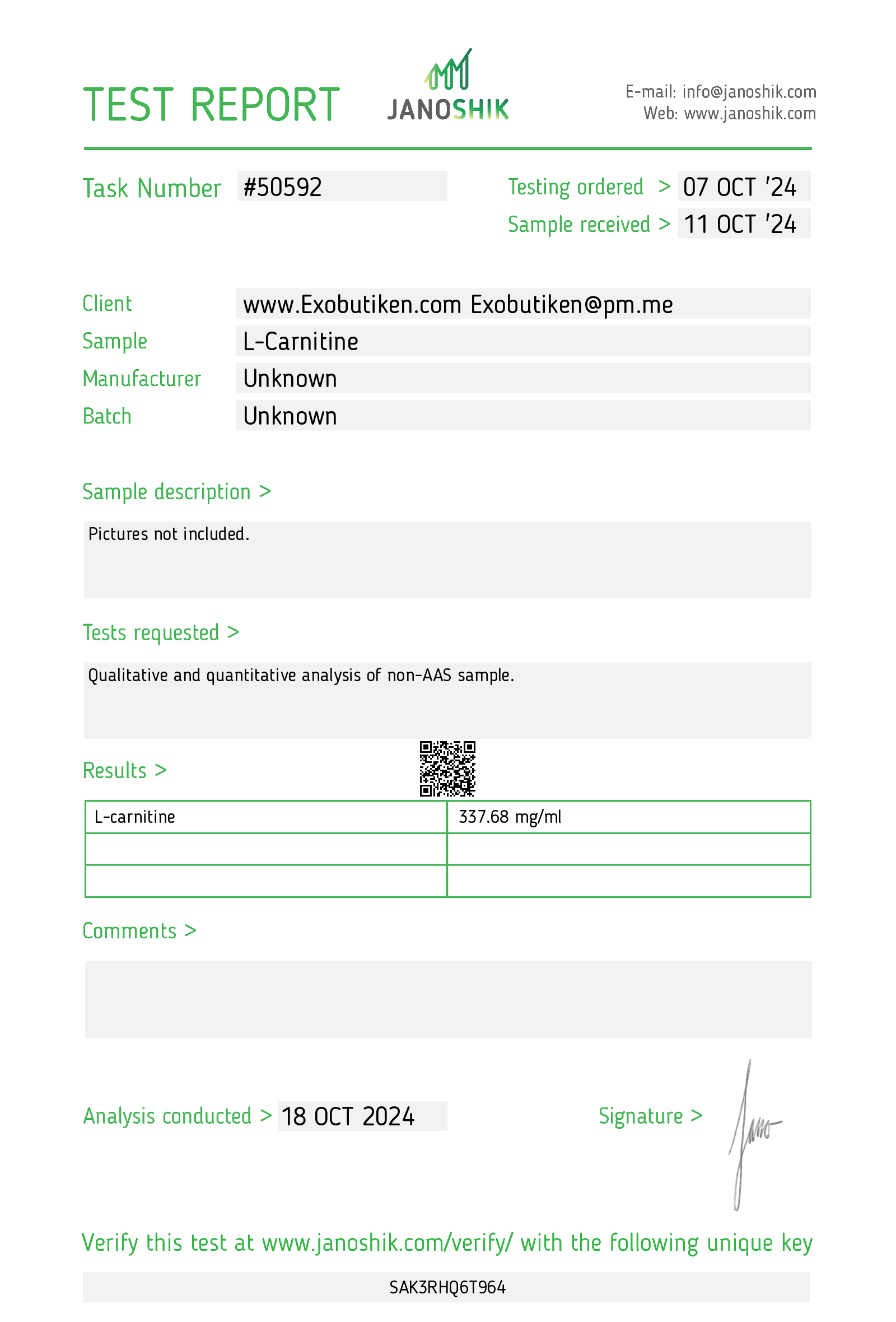 L-Carnitine 450mg/ml 10ml 2 Carnitine analysis